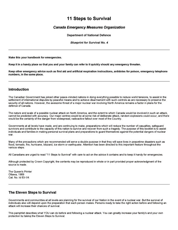 Survival Manual Canadian 11 Steps To Survival PDF