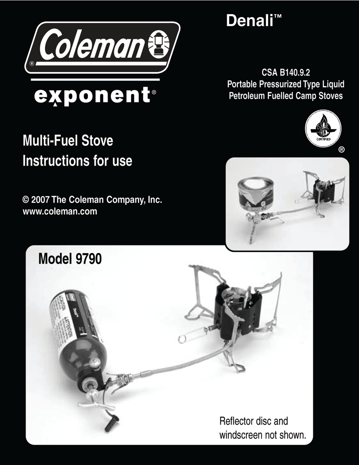 Coleman Exponent Denali 9790 Multi Fuel Stove Manual