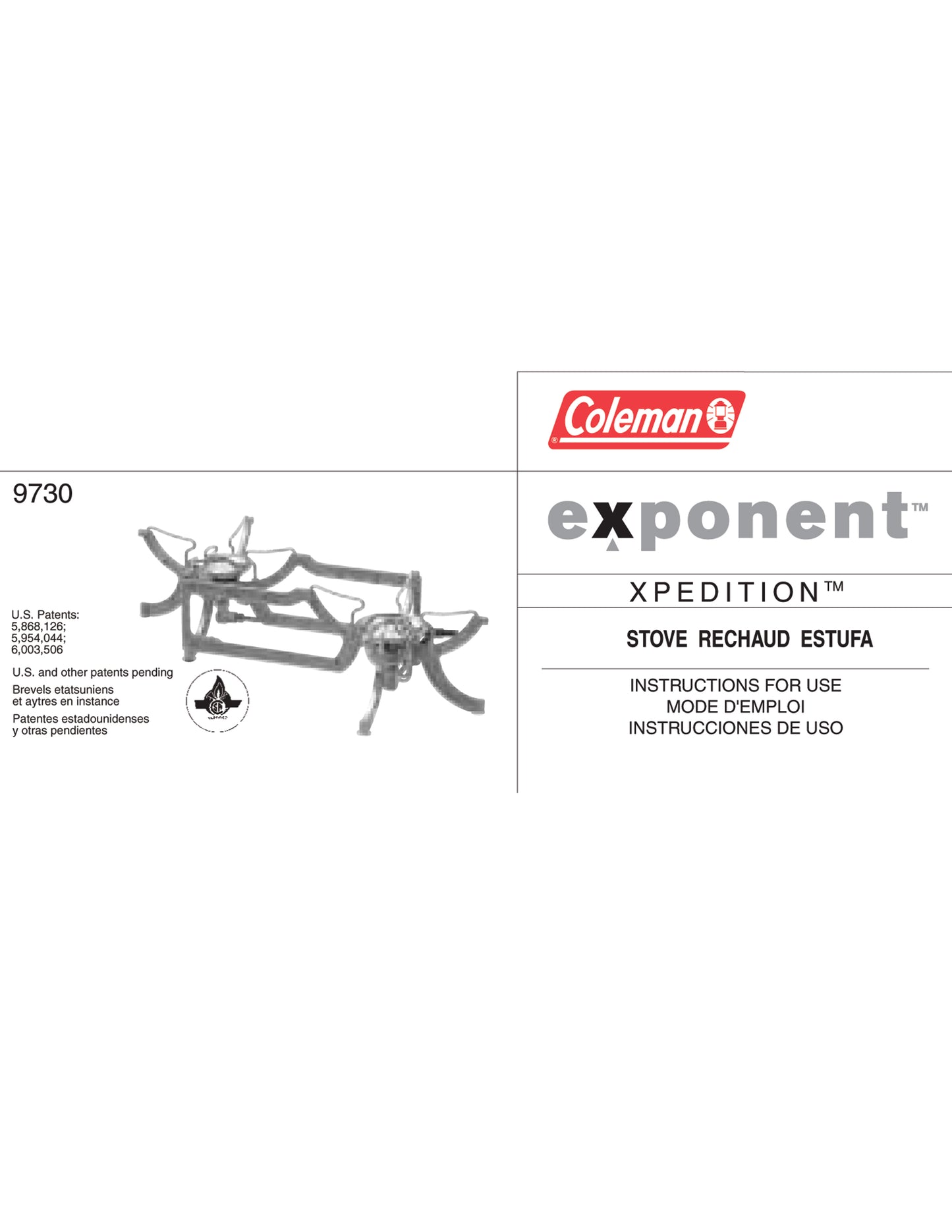 Coleman Exponent Xpedition 9730 Stove Manual