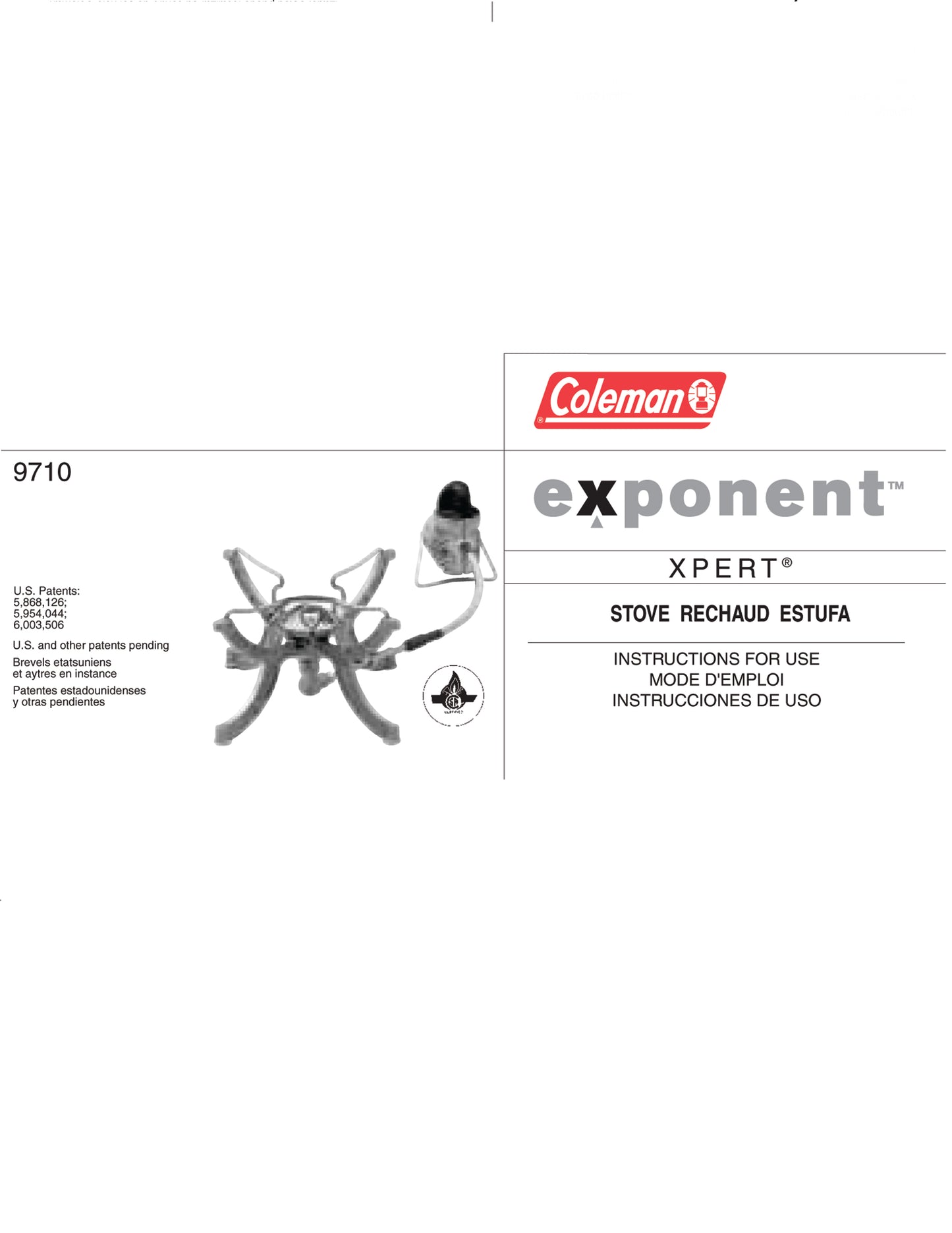 Coleman Exponent Xpert 9710 Stove Manual