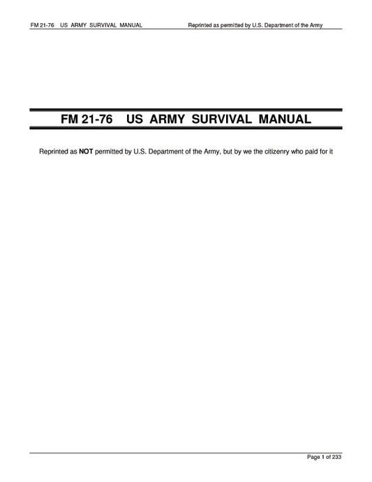 US Army Survival Manual PDF FM 21-76