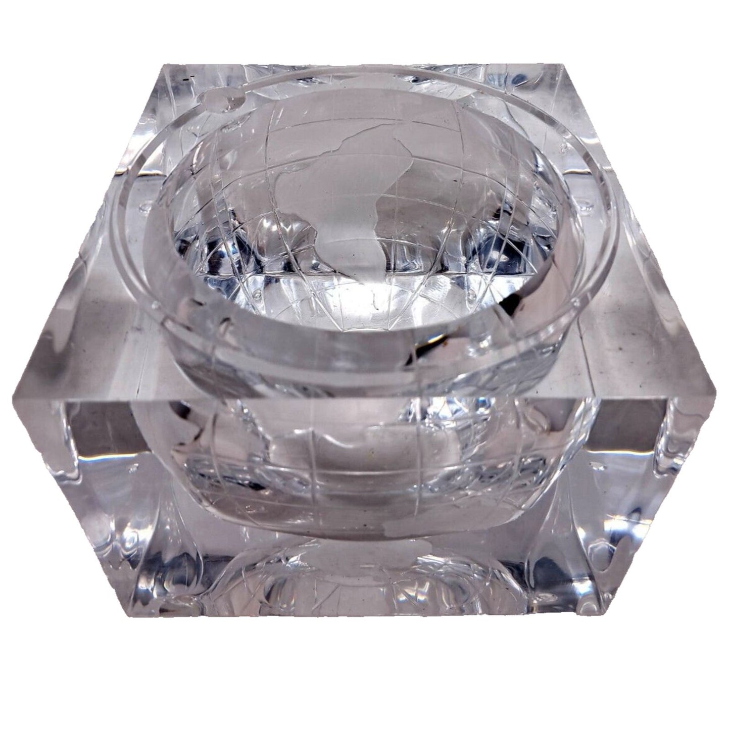 Pirelli Engraved Alessandro Albrizzi Designed Lucite World Globe Ice Bucket