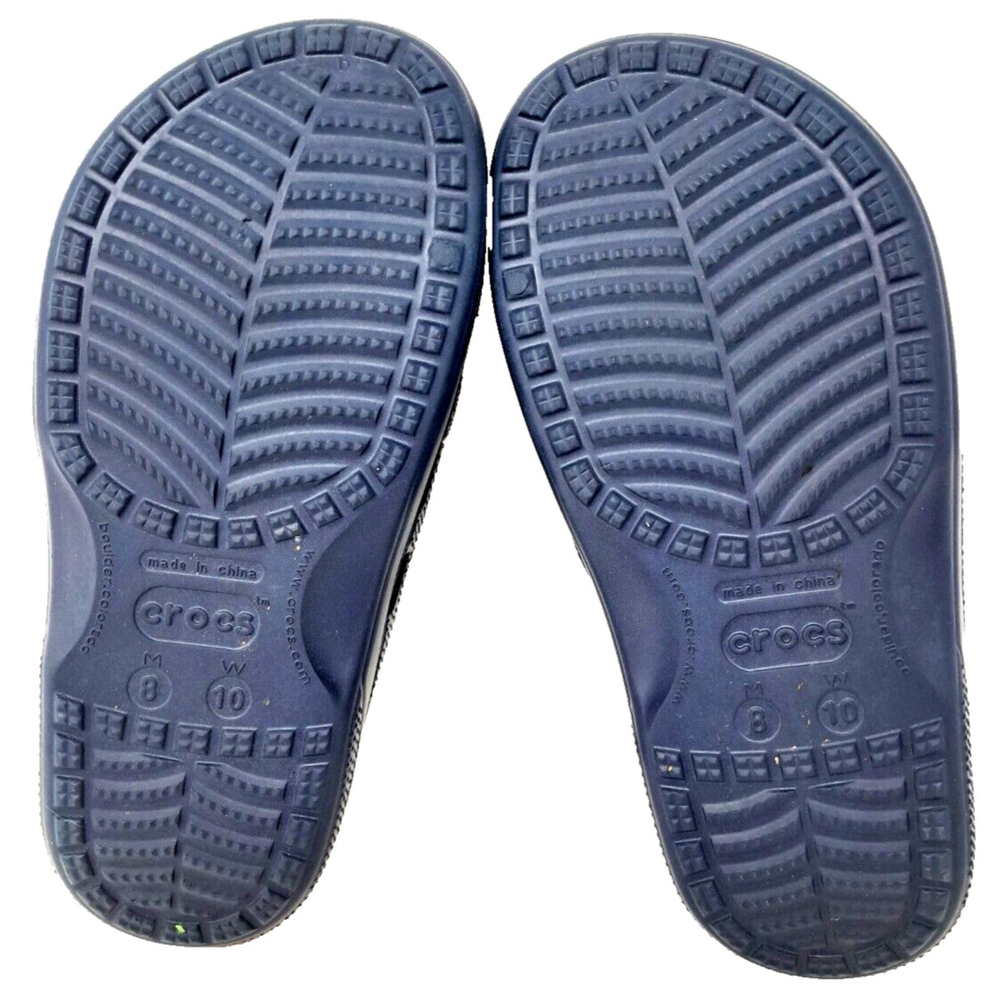 Crocs Slides Black Mens Size 8 Women’s 10 Sandals Shoes Blue Great Shape