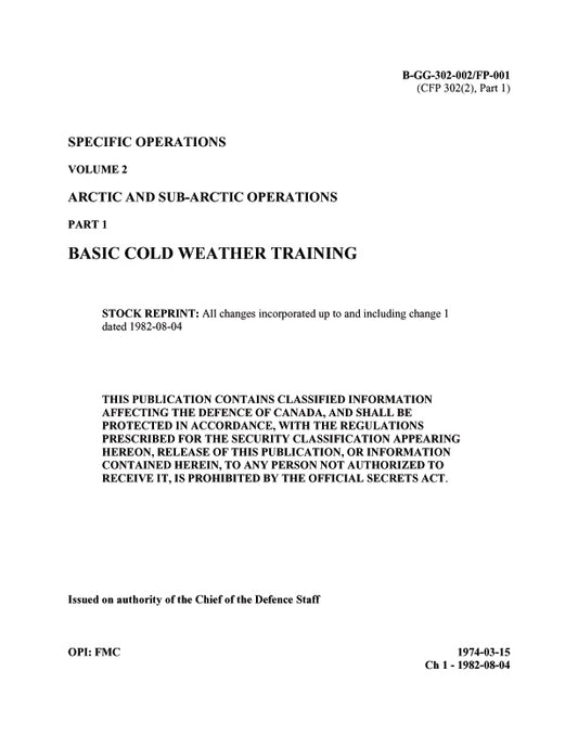 Survival Manual Artic and Sub Artic Operations Survival Basic Cold Weather Canada PDF