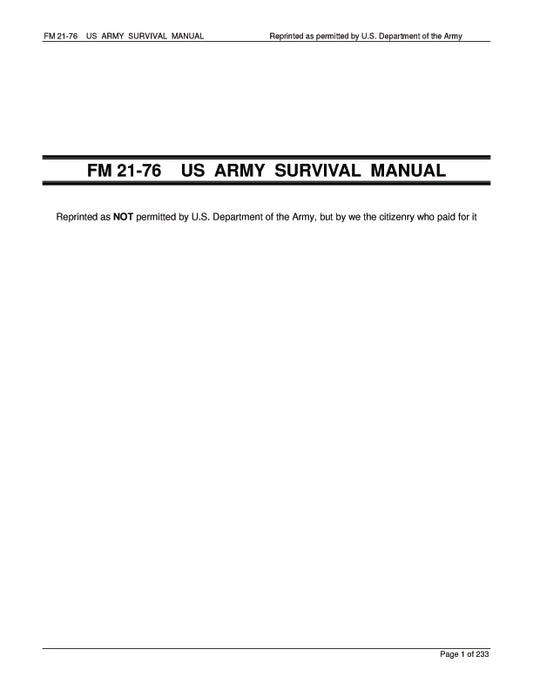 FM 21-76 US Army Survival Manual PDF