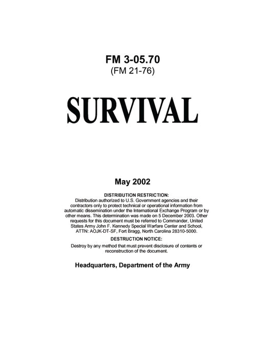 Free Survival Manual FM3-05.70 PDF