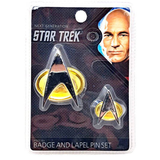 Star Trek Next Generation QMX Communicator Badge and Lapel Pin Set