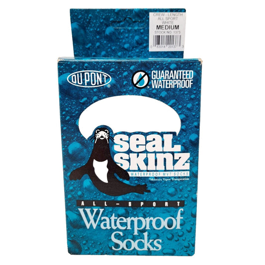 DuPont SealSkinz Unisex Waterproof All Weather Crew Length White Sock ~ NEW