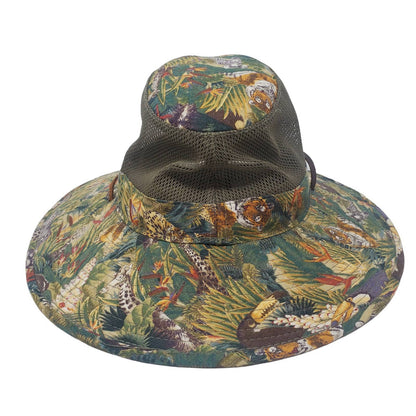 Dorfman Pacific Jungle Hat Safari Tropical Medium Green Leather Strap Mesh