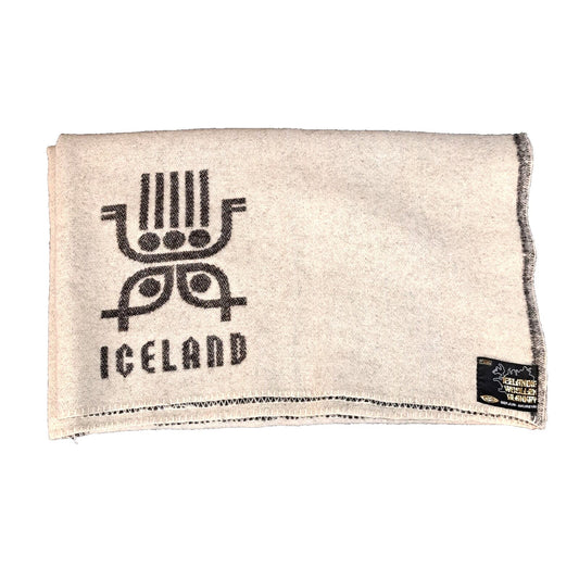 Rare Original Icelandic Woolen Blanket Vintage 71 In by 56 In Double Sided