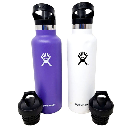 2 Hydro Flask 21 oz. Standard Mouth Loop & Sport Caps Stainless Steel Insulated